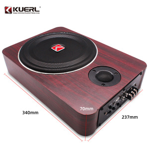 Subwoofer para coche KUERL de 8 pulgadas, 12V, ultrafino, con tweeter para uso debajo del asiento, color madera de melocotón - Product Image 1