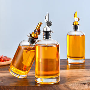 Bouteille Distributrice d'Huile et de Condiments en Verre <span class=keywords><strong>Blanc</strong></span> Cristal 350-500ml avec Bouchon Auto-fermant pour Cuisine Domestique - Product Image 3