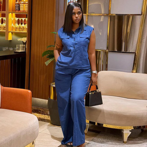 Conjunto de Dos Piezas Casual Chic para Mujer Africana: Pantalones Anchos de Cintura Alta. Nuevo Estilo Europeo y Americano, Aspecto de Alta Gama, <span class=keywords><strong>Ver</strong></span> - Product Image 3