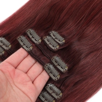 Extensions de cheveux brésiliens lisses en vison, à clipser, en cheveux humains naturels, noir naturel, extensions à clipser sans couture