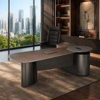 Sistema de Mesa Ejecutiva de Alta Gama con Acabado a Base de Agua, Tablero E1, Gabinete de Almacenamiento Lateral, Escritorio para Gerente o Director Ejecutivo