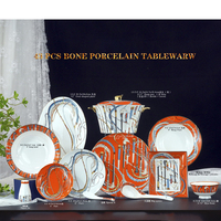 Service de table en céramique de luxe léger de style européen, 58 pièces, en porcelaine fine et osseuse haut de gamme