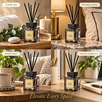 Diffuseur fiable sans flamme, sûr, durable, aromatique et parfumé, avec bâtonnets en rotin, en bouteille carrée en verre, pour studio de yoga et salon
