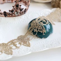 Garniture en dentelle brodée dorée de haute qualité Accessoires vestimentaires Encajes dentelle de ruban de coton doré