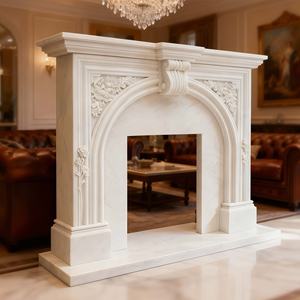 लिविंग रूम विला और होटल इनडोर सजावट के लिए यूरोपीय डिजाइन के साथ अनुकूलित उच्च गुणवत्ता वाले सफेद संगमरमर पत्थर की चिमनी - Product Image 1