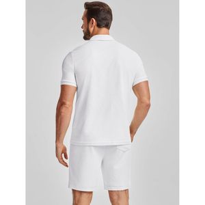 Ensemble polo et short en maille gaufrée pour homme Jmieer, en coton respirant, tenue décontractée d'été pour le golf et les vacances - Product Image 2