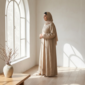 CUSTOM Premium Twill Women Muslim Abaya with <b>Modest</b> Inner Dress Wholesale Islamic Full Length <b>Modest</b> Abaya 2 Pieces <b>Set</b> - Product Image 1