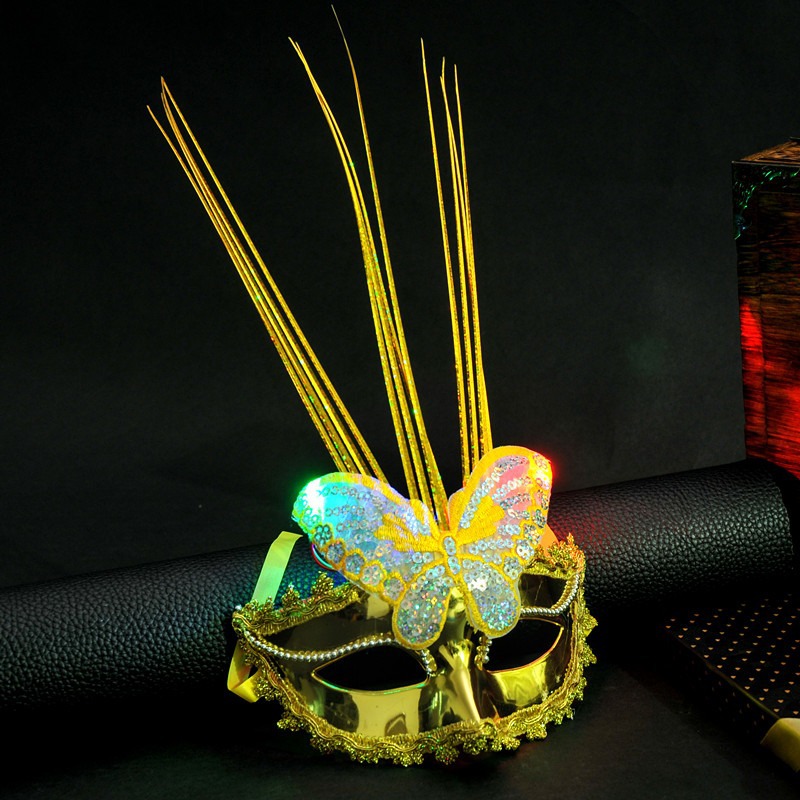 Luminous princess Butterfly rain silk mask Children's Day masquerade party costume half-face female mask party mask