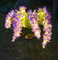 Lampe solaire décorative LED en forme de glycine artificielle pour jardin, allumage et extinction automatiques, éclairage paysager extérieur pour cour