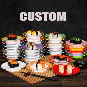 Cinta transportadora de plástico colorida japonesa, platos para servir <span class=keywords><strong>Sushi</strong></span>, plato de comida de melamina, plato giratorio para <span class=keywords><strong>Sushi</strong></span>, vajilla redonda - Product Image 1