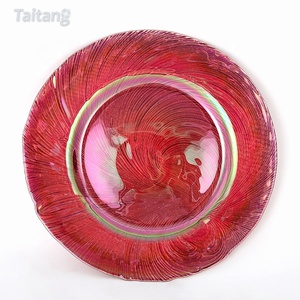 Decorazioni per matrimoni Taitang all'ingrosso <span class=keywords><strong>piatti</strong></span> <span class=keywords><strong>rossi</strong></span> nuovo piatto caricabatterie di lusso elegante - Product Image 4