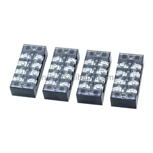 Din Rail Terminal konektor ganda 2 baris Terminal sekrup Strip 600V 35A 6 posisi pre-insulated Terminal blok dengan penutup