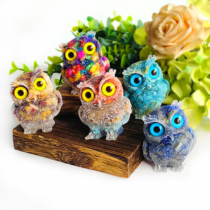 Wholesale Natural Healing <strong>Crystal</strong> Gemstone Carved Stone <strong>Animal</strong> Carving rose quartz chips Owl <strong>Crystal</strong> Carve for home decoration - Product Image 3