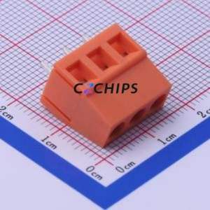 DB128V-5.0-3P-OG-S Screw Terminal Block Through hole Component (THT),P=5mm Connector 1x3P 5mm Orange Through Hole - Product Image 1