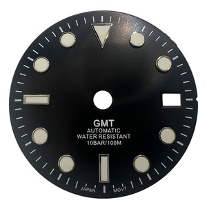 Fabrikant <span class=keywords><strong>Custom</strong></span> S-Logo Hoge Kwaliteit 28.5Mm Gmt Blauw-Groen Lichtgevende Horloge Wijzerplaat Geschikt Nh34 Bewegingen Horloge Wijzerplaat - Product Image 2