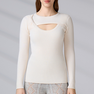 Custom Embroidery Logo Anti-shrink Full Sleeves Crew Neck Women's Rib Knitted <b>Pullover</b> Sweater Manufacturer - Product Image 5