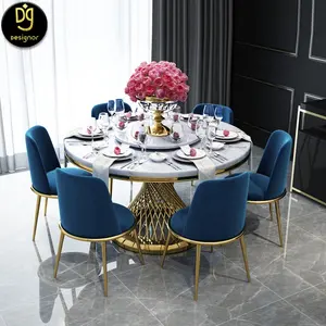 DG Elegante di lusso in oro con cornice gambe di marmo bianco top 10 8 6 4 posti tavolo da pranzo e sedia Italiana rotonda sala da pranzo di nozze set