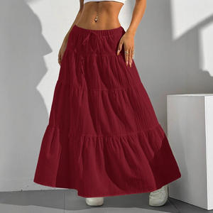 Fitspi nuovo arrivo Maxi gonna <span class=keywords><strong>bianca</strong></span> da donna cravatta posteriore ampia gonna altalena europea elegante ampia gonna lunga estiva da <span class=keywords><strong>spiaggia</strong></span> Boho Ch - Product Image 4
