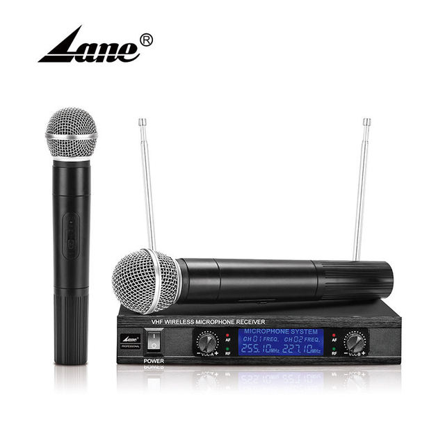 Lane LWM-1604 Microphone Professional Metal Wireless Systems 2 Channel Wireless Microphone System VHF Wireless Microphone