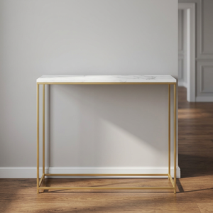 Modern Luxury Black Metal <b>Console</b> <b>Table</b> with <b>Storage</b> Pedestal Base for Living Room Furniture Entryway Foyer Apartment Hotel - Product Image 3