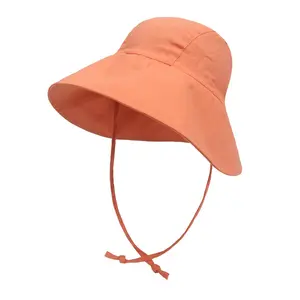 High Quality Outdoor Children'S Wide Brim Baby Sun Bucket Hats Sun Block Kids Bucket Hat With String