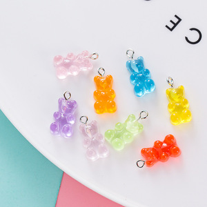 2025 Korean Cute Crystal Colorful Plastic Small Black Resin Gummy Candy Bear Keychain Charms