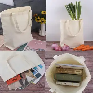 4 Pcs Reutilizável Eco Amigável Em Branco Multi-purpose Cotton Canvas Sacola De Compras Com Logotipo Impresso Para Tinta De Sublimação De Calor