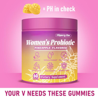 Gommes probiotiques féminines avec supplément de gommes à l'orme glissante pour femmes Équilibre du pH, probiotiques vaginaux Soutien et système immunitaire