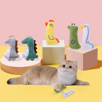 Jouet pour chat en forme d'animal personnalisable en gros, en stock, dinosaure-poussin-canard-serpent, 12 cm, plat, mini, résistant aux morsures, interactif