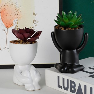 Vasi per <span class=keywords><strong>Piante</strong></span> <span class=keywords><strong>Grasse</strong></span> in Ceramica Cromata Retrò Personalizzati, Ecologici, Bianchi, per Decorazione Casa - Product Image 1