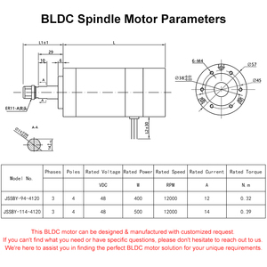 มอเตอร์แกนหมุน BLDC ความเร็วสูง 12000 รอบต่อนาที 48V 400W 500W มอเตอร์แกนหมุนไร้แปรงถ่าน 500W ชุดมอเตอร์แกนหมุนไร้แปรงถ่าน 500W มอเตอร์ไร้แปรงถ่าน 500W - Product Image 6