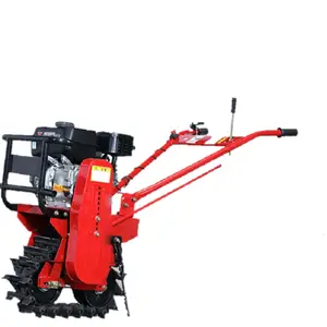 Multi-functional single track micro-cultivator small wading machine, hand rail track trench ploughing