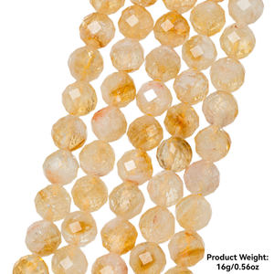 Cuentas de piedras preciosas de cristal curativo, <span class=keywords><strong>accesorios</strong></span> de joyería DIY, piedra Natural, <span class=keywords><strong>aguamarina</strong></span>, cuarzo rosa, citrino, cuentas sueltas facetadas redondas de 6mm - Product Image 4