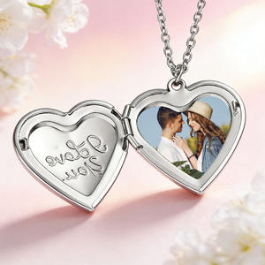 Collar con Medallón en Forma de Corazón para Sublimación, 3 Estilos, Aleación de Zinc, Colgante Personalizable con Foto Imprimible para Impresión por Transferencia de Calor, Joyería - Product Image 1