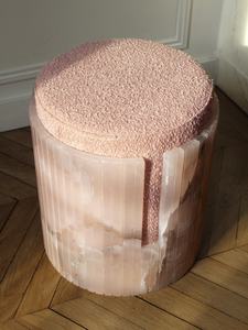 SH STONE Simple nórdico sala de estar nuevo Popular piedra Natural muebles de ocio sofá lateral estriado mármol <span class=keywords><strong>Dolce</strong></span> taburete PUF Otomano - Product Image 5