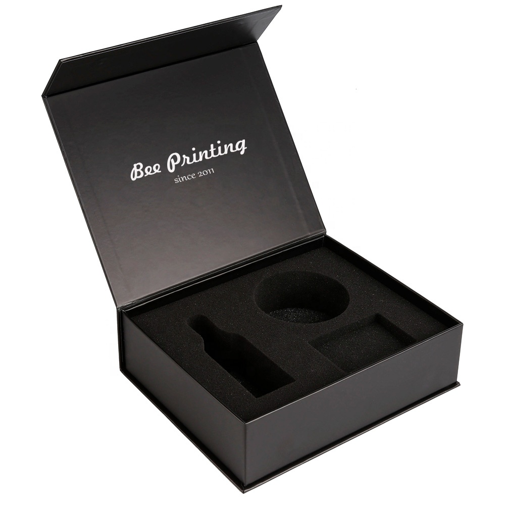 Premium Custom Logo Luxury Large Matte Rigid Paper Cardboard Black Foldable Empty Magnetic Folding Closure Gift Box Packaging