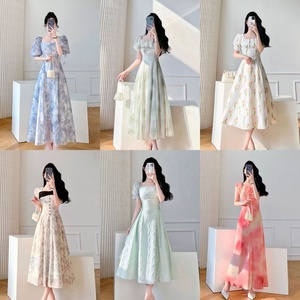 Robe longue pour femmes avec imprimés floraux, chemise et manches courtes, robes décontractées à manches courtes tendance pour femmes - Product Image 5