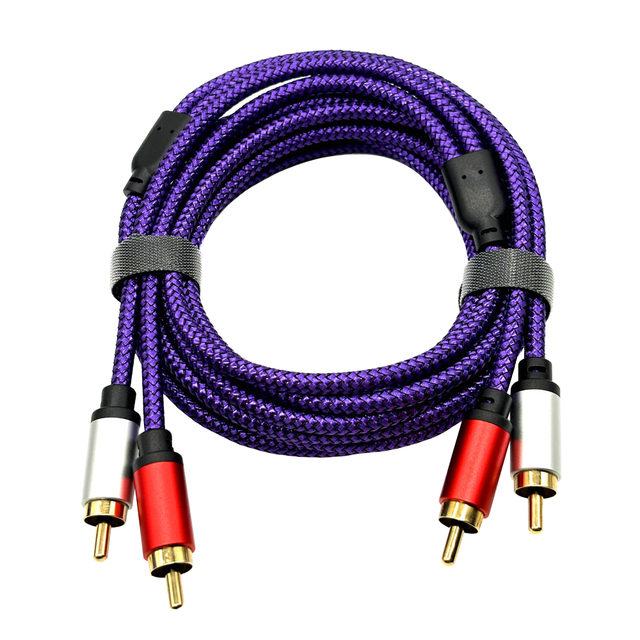 2RCA to 2RCA Audio Stereo Cable RCA Cord Gold Plated Nylon-Braided Dual Shielded Auxiliary Car Audio Subwoofer Adapter Cord