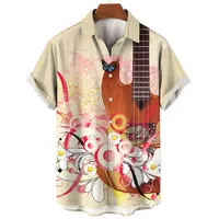 Musik Rock Gitarre Sublimation Shirt Mode Street Style Herren bekleidung Casual Loose Streetwear Custom Polyester Shirts für Herren