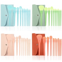 Logo personnalisé prix bon marché vente à chaud 10 pièces couleur bonbon ensemble de petits pinceaux de maquillage professionnel avec étui à cosmétiques en PU