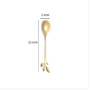 Ensemble de couverts créatifs uniques en acier inoxydable : cuillère à café, fourchette à dessert et cuillère en forme de feuille - Product Image 5