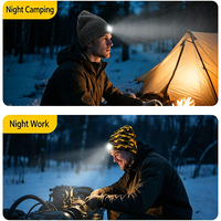 Berretto Invernale Lavorato a Maglia con 6 LED Rimovibili, Luce Frontale Ricaricabile USB per Corsa, Campeggio e Lavoro all'Aperto