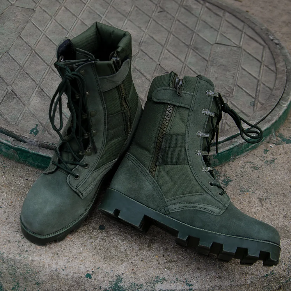 Men's Tactical Boots Training Shoes High Top Anti Slip Breathable Airborne Green Botas