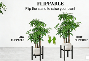 <span class=keywords><strong>Support</strong></span> de Plantes Métallique <span class=keywords><strong>Réglable</strong></span> <span class=keywords><strong>en</strong></span> Largeur et <span class=keywords><strong>Hauteur</strong></span>, <span class=keywords><strong>Support</strong></span> de Plantes Moderne Noir avec Capacité de Charge de 120 LBS, Supports de Plantes Imperméables Antidérapants - Product Image 5