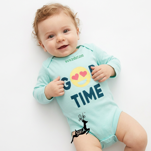 Barboteuse Bébé Écologique Adorable avec Imprimé, Manches Longues, en Coton Doux, Fermeture à Boutons Pression, Unisexe - Product Image 1