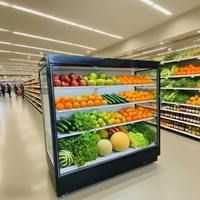 1300L Supermarkt Grote Capaciteit Groente Drank Commerciële Display Koelkast Machine Luchtscherm 4 Schappen