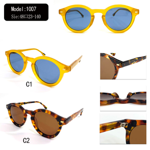 Yellow Acetate Round Sunglasses Polarized TAC Lenses UV400 Unisex Full Rim <b>Eyewear</b> for Outdoor Wear - Product Image 3