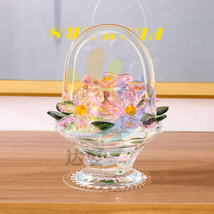 Cesta de flores de cristal Caja de flores de alto nivel de apariencia Ramo de flores Regalo de cumpleaños Artesanía de cristal de <span class=keywords><strong>Navidad</strong></span> - Product Image 5