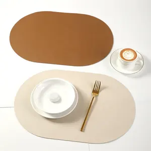 OEM Custom Sublimation Eco-friendly Oval Table Top Mat Recycled Leather Placemats And Coaster