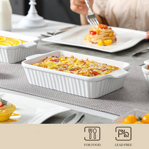 Plats à gratin, plats en <span class=keywords><strong>porcelaine</strong></span>, ustensiles de cuisson en céramique, plats à lasagne rectangulaires profonds avec poignées pour la cuisson de gâteaux en cuisine, blanc - Product Image 3